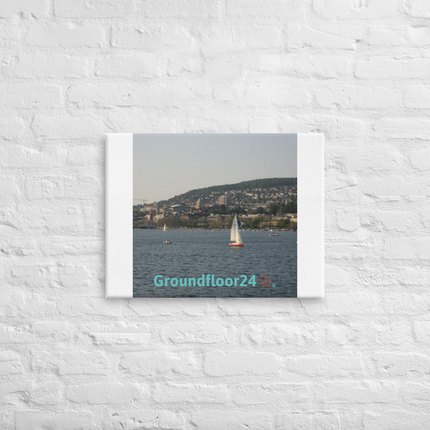 Beautiful River & Hills Sinari Canvas with Groundfloor24 with House Logo