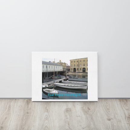 Boat on Water Canvas with realestatematching24 without key Logo