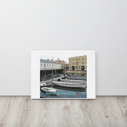 Boat on Water Canvas with realestatepartner24 with house Logo