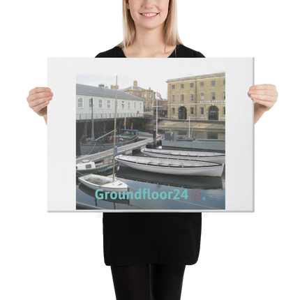 Boat on Water Canvas with Groundfloor24 with House Logo