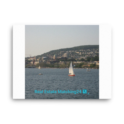 Beautiful River & Hills Sinari Canvas with realestatematching24 with key Logo