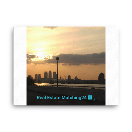 Majestic Sunset Canvas with realestatematching24 with key Logo