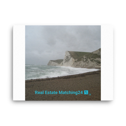 Waves and Sand Canvas with realestatematching24 with key Logo