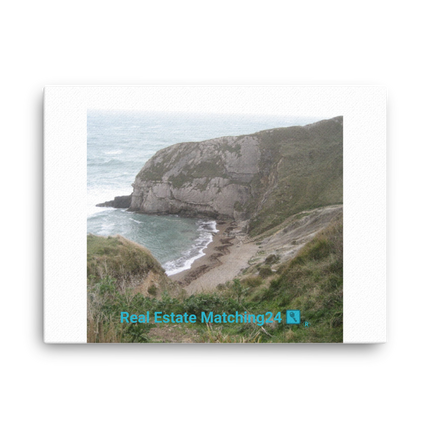 Sea & Hills Canvas with realestatematching24 with key Logo