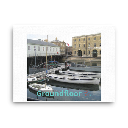 Boat on Water Canvas with Groundfloor with House Logo