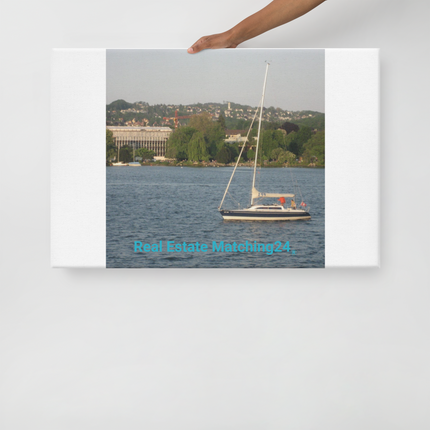 Boat on the River Canvas with realestatematching24 without key Logo