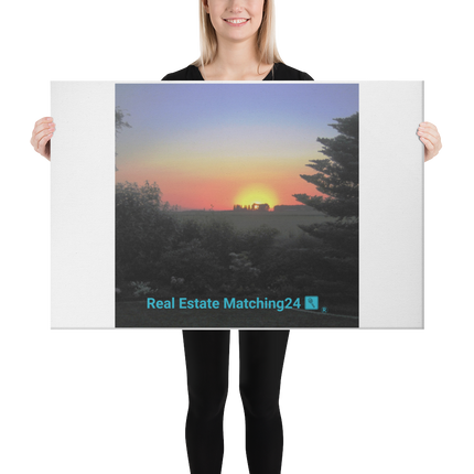 Beautiful Sunset Sinari Canvas with realestatematching24 with key Logo