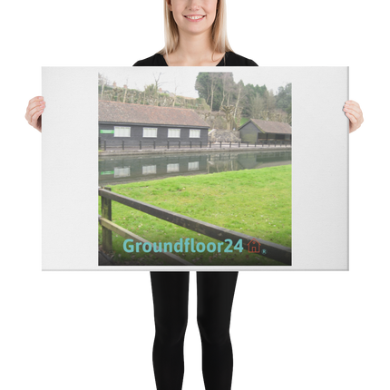 Lakeside Serenity Canvas with Groundfloor24 with House Logo