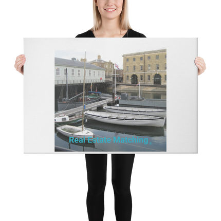 Boat on Water Canvas with realestatematching without key Logo