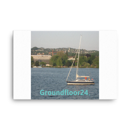 Boat on the River Canvas with Groundfloor24 without House Logo