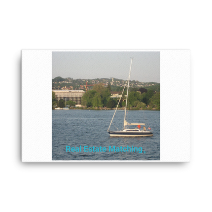 Boat on the River Canvas with realestatematching without key Logo