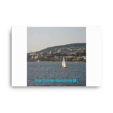 Beautiful River & Hills Sinari Canvas with realestatematching with key Logo
