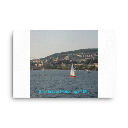 Beautiful River & Hills Sinari Canvas with realestatematching24 with key Logo