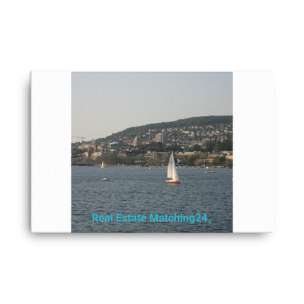 Beautiful River & Hills Sinari Canvas with realestatematching24 without key Logo