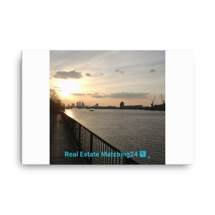Awesome River View Canvas with realestatematching24 with key Logo