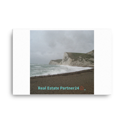Waves and Sand Canvas with realestatepartner24 with house Logo