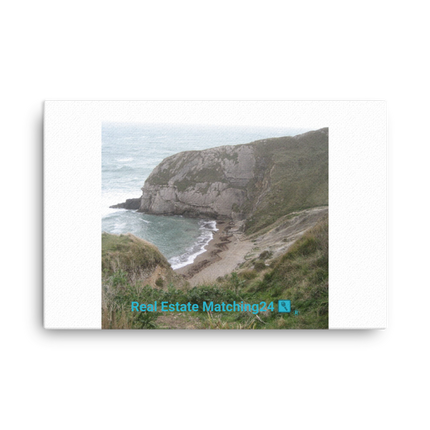 Sea & Hills Canvas with realestatematching24 with key Logo