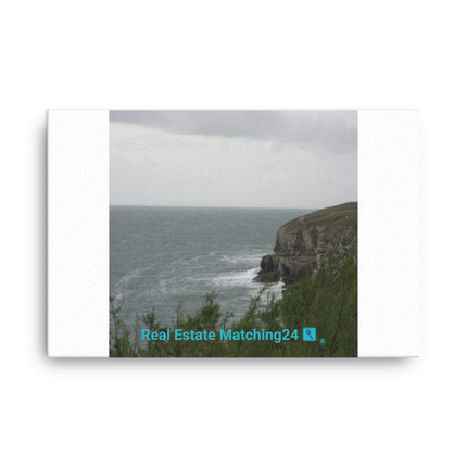 Seaside Serenity Canvas with realestatematching24 with key Logo