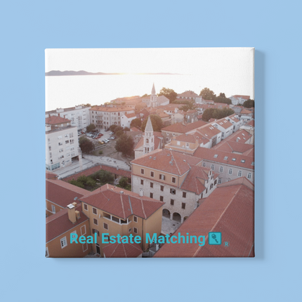 Roof Sunset View Poster with hangers with realestatematching with key Logo