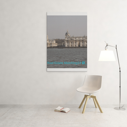 Riverside Beauty Park Framed canvas with realestatematching24 with key Logo
