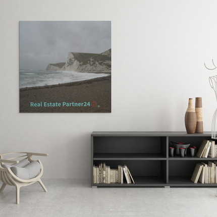 Waves and Sand Poster with realestatepartner24 with house Logo