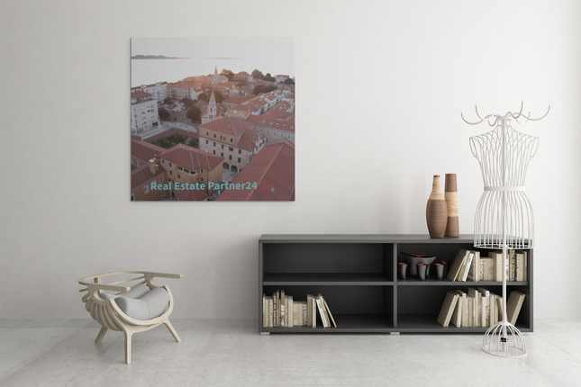 Roof Sunset View Poster with realestatepartner24 with house Logo