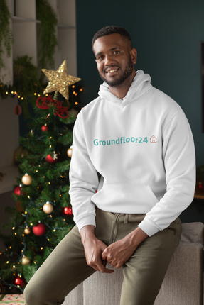 Unisex eco raglan hoodie with Groundfloor24 Logo