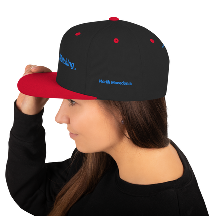 North Macedonia Snapback Hat Real Estate Matching with 3 Logos