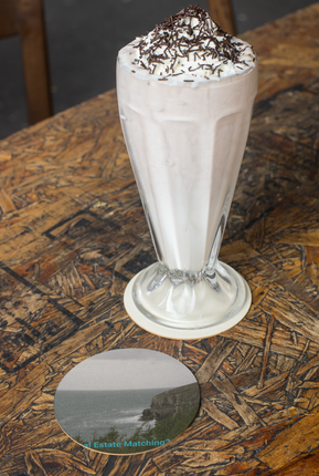Seaside Serenity Cork-back coaster with realestatematching24 with key Logo