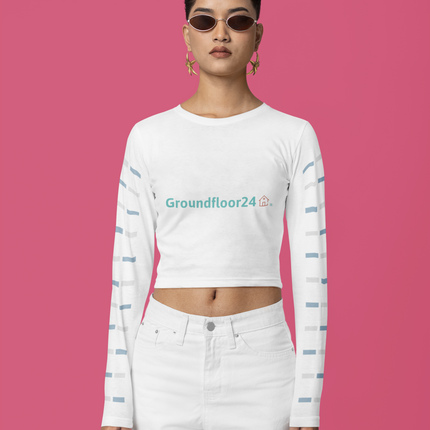 Recycled long-sleeve crop top with Groundfloor24 Logo