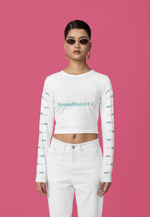 Recycled long-sleeve crop top with Groundfloor24 Logo