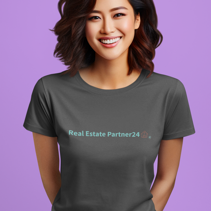Women’s basic organic t-shirt with Real Estate Partner24 Logo