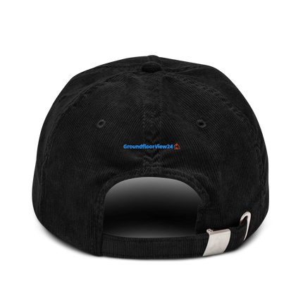 Romania Corduroy Hat GroundfloorView24 with 3 Logos.