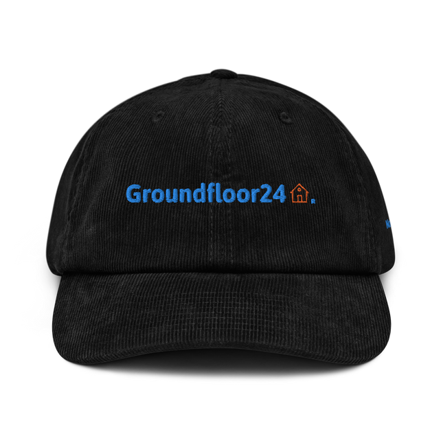 North Macedonia Corduroy Hat Groundfloor24 with 3 Logos.