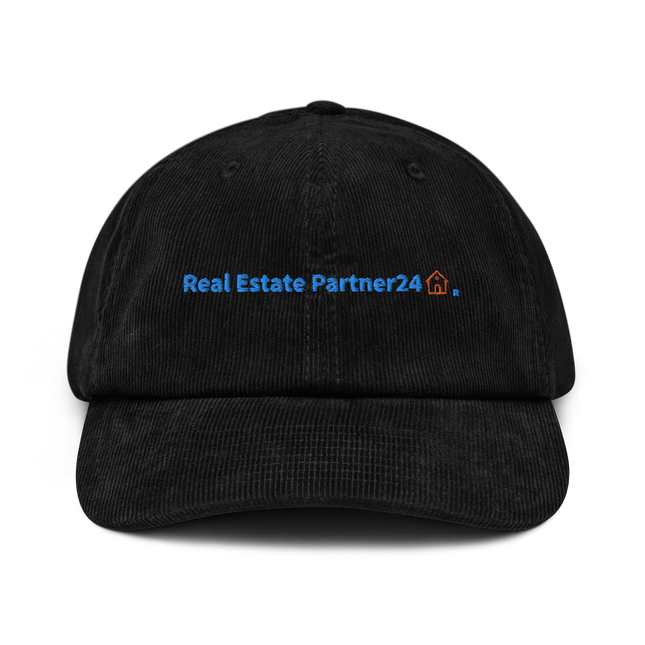 Lithuania Corduroy Hat Real Estate Partner24 with 3 Logos.