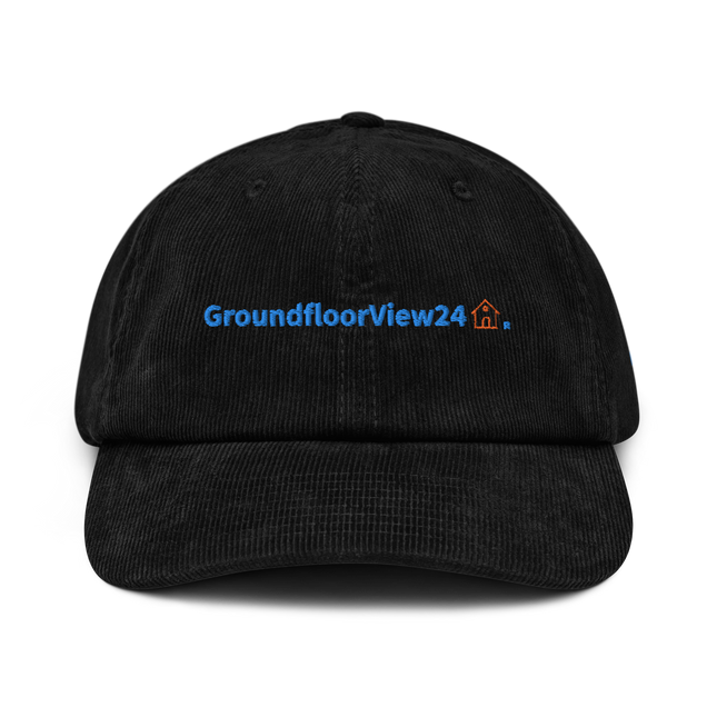 Montenegro Corduroy Hat GroundfloorView24 with 3 Logos.