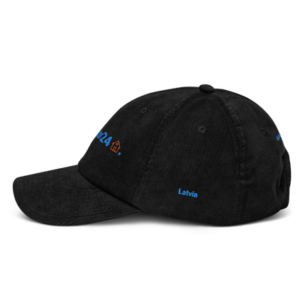 Latvia Corduroy Hat Groundfloor24 with 3 Logos.