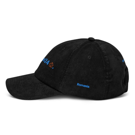 Romania Corduroy Hat Groundfloor24 with 3 Logos.