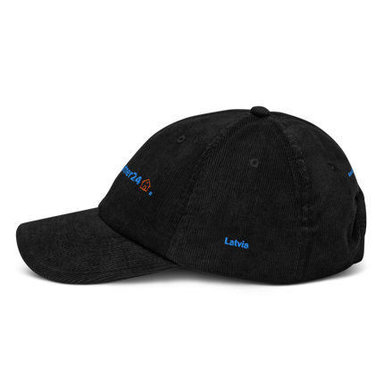 Latvia Corduroy Hat Real Estate Partner24 with 3 Logos.