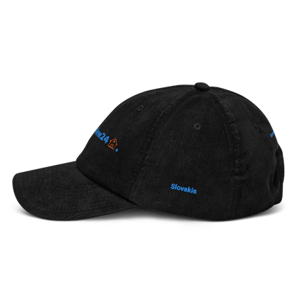 Slovakia Corduroy Hat GroundfloorView24 with 3 Logos.