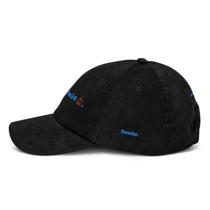 Sweden Corduroy Hat GroundfloorView24 with 3 Logos.