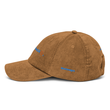 Montenegro Corduroy Hat GroundfloorView24 with 3 Logos.