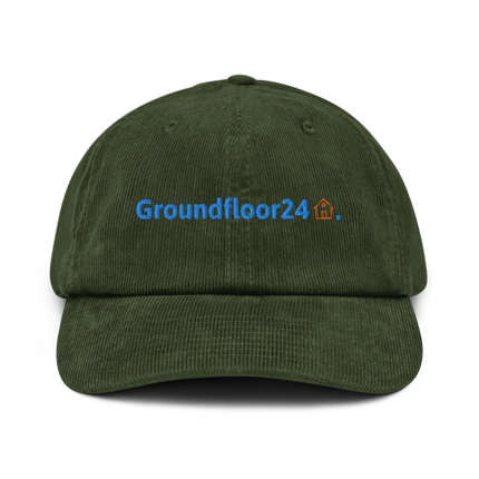 Montenegro Corduroy Hat Groundfloor24 with 3 Logos.