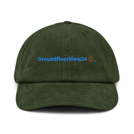 Switzerland Corduroy Hat GroundfloorView24 with 3 Logos.