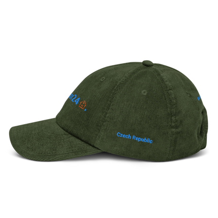 Czech Republic Corduroy Hat Groundfloor24 with 3 Logos.