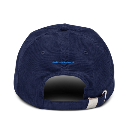 Moldova Corduroy Hat Real Estate Partner24 with 3 Logos.