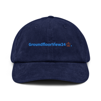 Sweden Corduroy Hat GroundfloorView24 with 3 Logos.