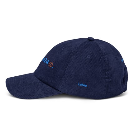 Latvia Corduroy Hat Groundfloor24 with 3 Logos.
