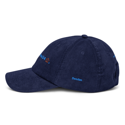 Sweden Corduroy Hat GroundfloorView24 with 3 Logos.