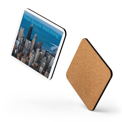 Beutiful Sinari Cork-back coaster with Real Estate Matching Logo